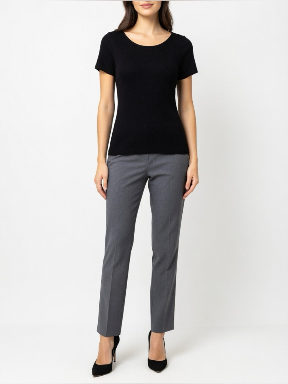 Massimo Dutti Black Shimmer Knit Short Sleeve Top – Size XS